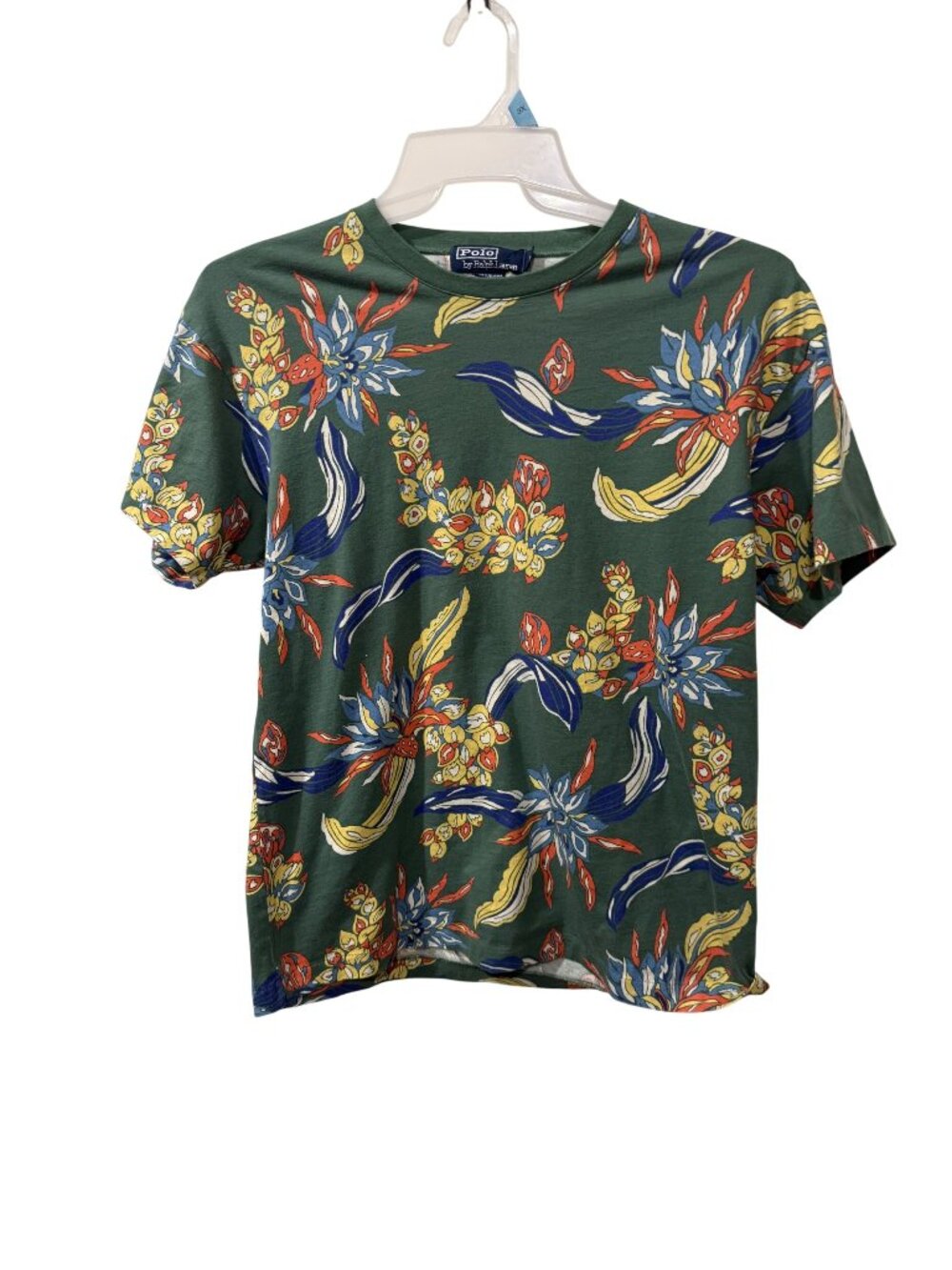 Polo By Ralph Lauren Mens Green Floral Print T-Shirt Size M 100% Cotton
